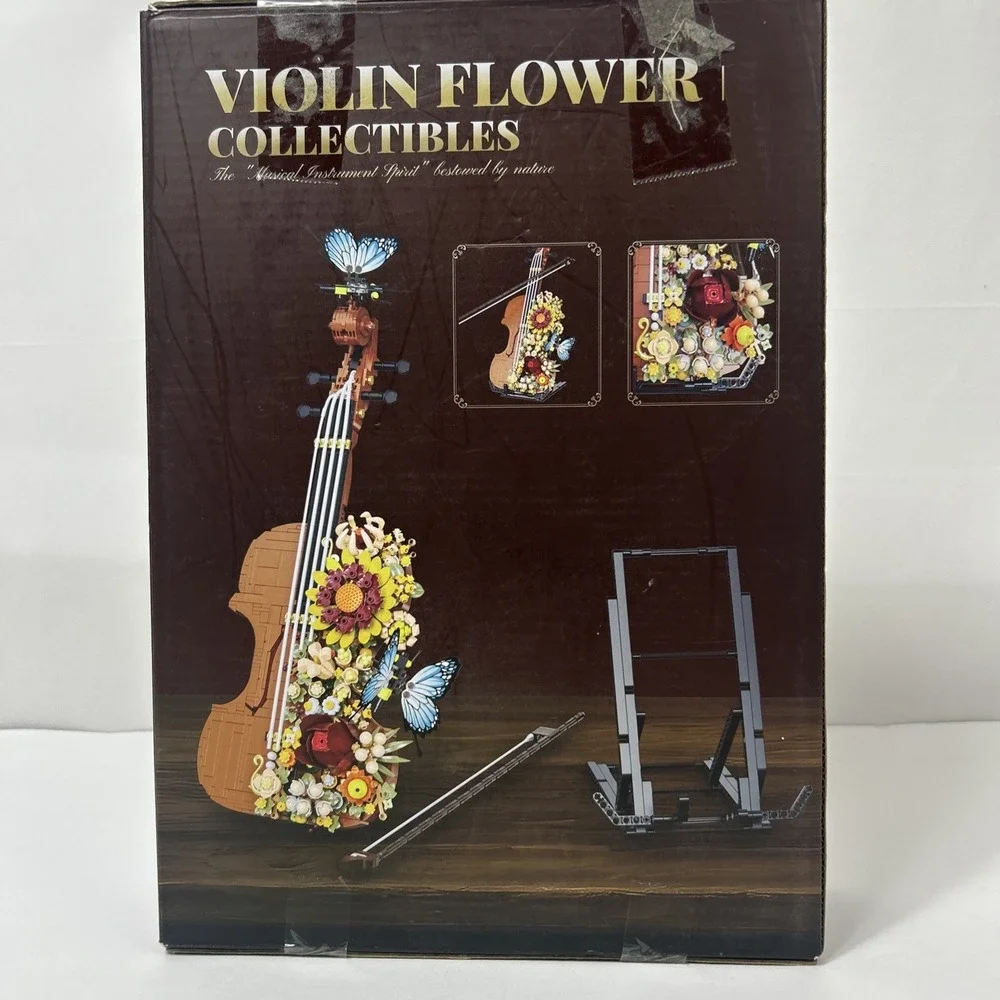 Violin Flower Butterfly Mini Guitar Blocks Building Set Collectibles House Deco